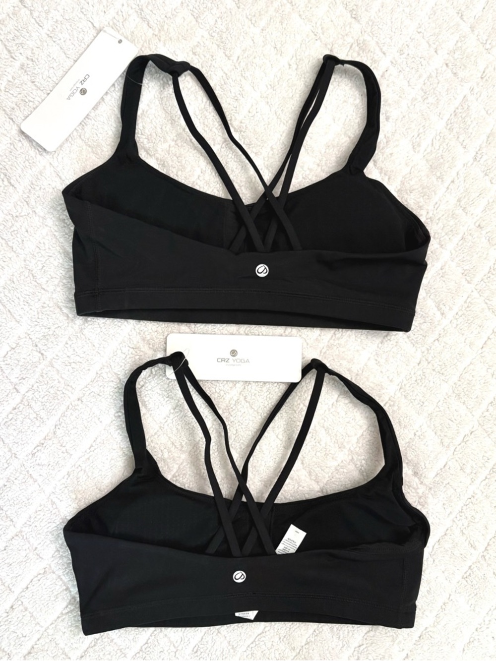 NWT 2-Pack Bundle of CRZ Yoga Black Nakedfeel Cross Back Low Cut Bras - Picture 5 of 8